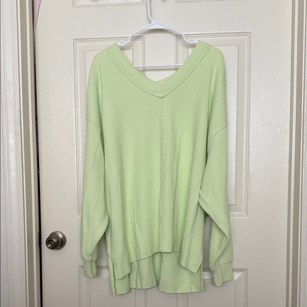 Aerie Light Green V-Neck Sweatshirt